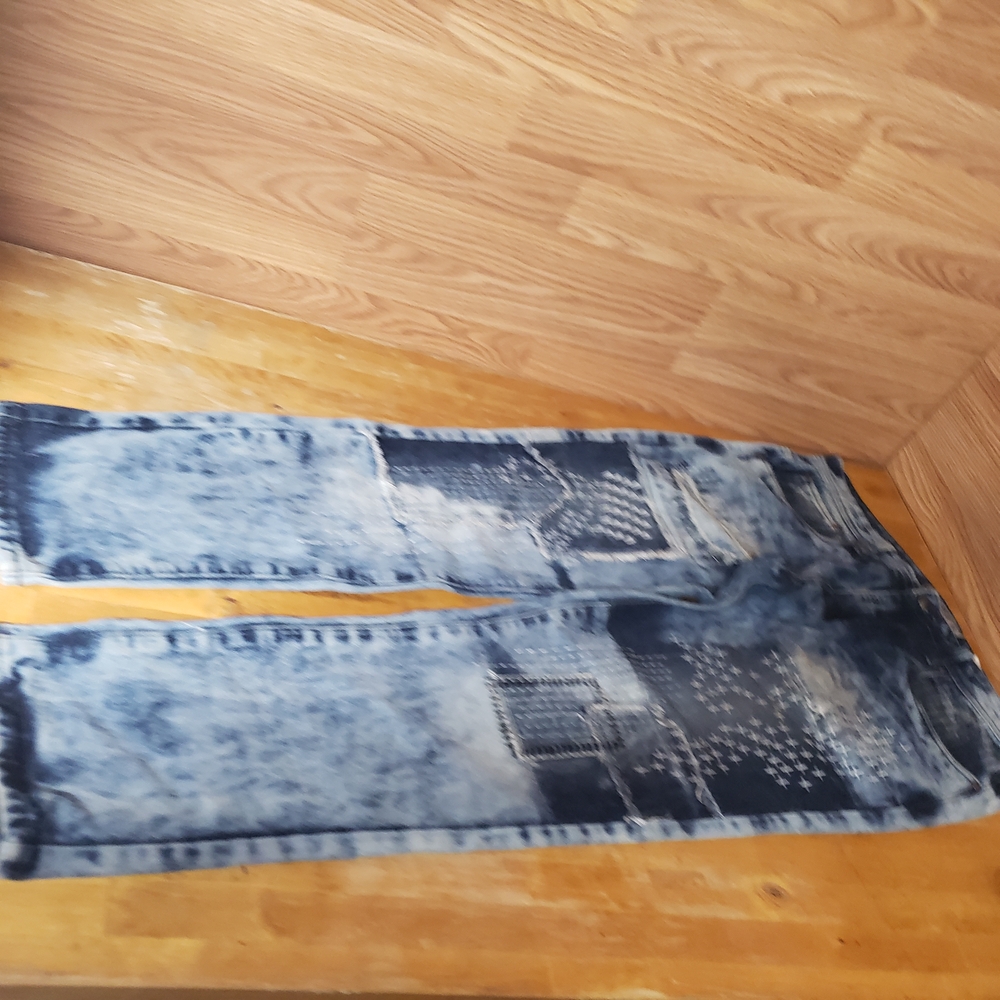 Akademiks Blue Patchwork Relaxed Jeans - image 7
